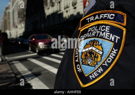 Polizia stradale sulla street, New York City, Stati Uniti d'America Foto Stock