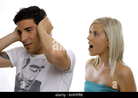 Conflitto tra la coppia giovane Foto Stock