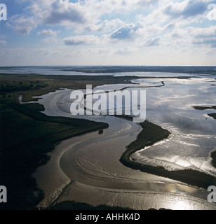 Snape Warren velme River Alde Suffolk REGNO UNITO vista aerea Foto Stock