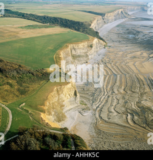 Cliff modelli di erosione South Wales coast UK vista aerea Foto Stock