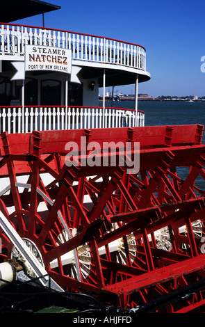 Piroscafo Natchez ormeggiato sul fiume Mississippi a New Orleans. New Orleans, Louisiana, Stati Uniti. Foto Stock