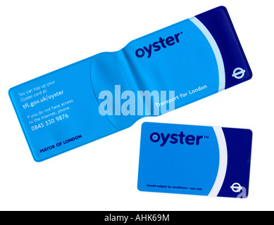 Oyster Card per utilizzare i mezzi di trasporto pubblico di Londra, Gran Bretagna. Foto Stock