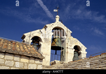 Kroatien Vrboska Glockenturm Marienkirche Insel Hvar Mitteldalmatien Croazia Torre Campanaria chiesa di St Mary Middel isola della Dalmazia Foto Stock