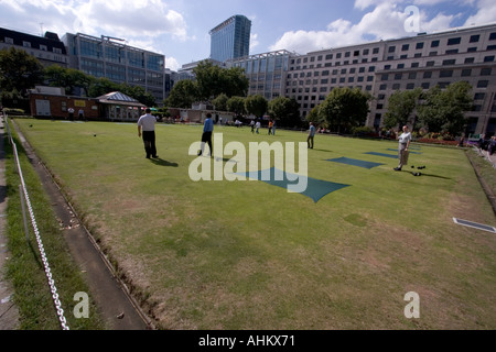 I giocatori di bocce di Finsbury Square Londra Foto Stock