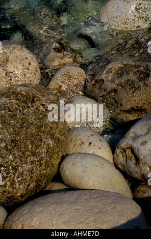 Pietre e Mare Portland Dorset Inghilterra Foto Stock