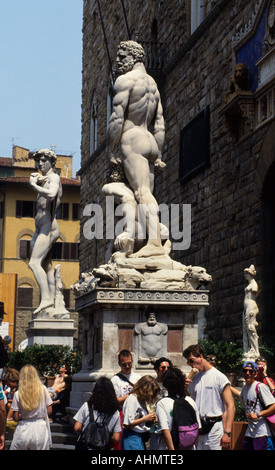 David di Michelangelo Buonarroti il Palazzo Palazzo Vecchio è il municipio di Firenze Italia de' Medici Foto Stock