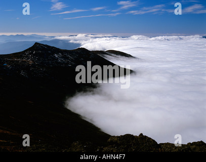 Montare Monroe nella nebbia gamma presidenziale White Mountains del New Hampshire USA backcountry deserto Appalachian Trail, Foto Stock