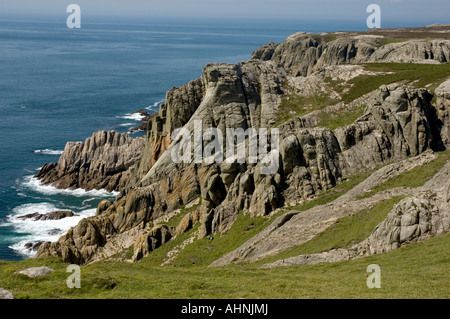 Il Devil's diapositiva, Lundy, un 400-piede pendenza della roccia, si trova sul lato nord-ovest dell'isola. Foto Stock