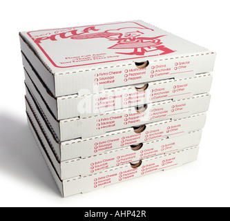 Scatole per pizza Foto Stock
