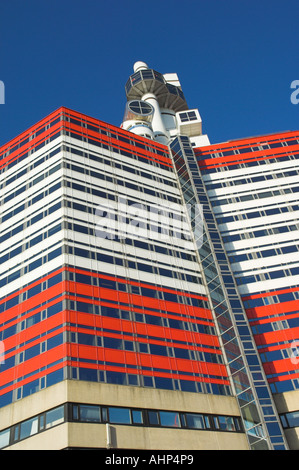 Goteborg Uitken lookout noto come il rossetto rosso e strisce bianche nel porto di Göteborg Svezia UE Europa Foto Stock