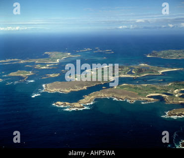 Bryher Tresco e St Martin's islands da sinistra a destra Isole Scilly Foto Stock