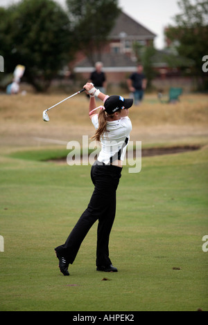 Paula Creamer durante il terzo giorni gioco per il Weetabix Womens British Open al Royal Lytham nel 2006 Foto Stock