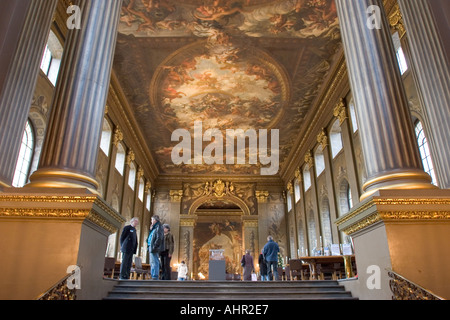 La sala dipinta la Old Royal Naval College di Londra Greenwich Sito Patrimonio Mondiale GB UK Foto Stock