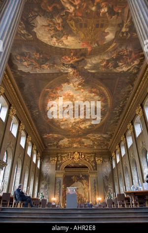 La sala dipinta la Old Royal Naval College di Londra Greenwich Sito Patrimonio Mondiale GB UK Foto Stock