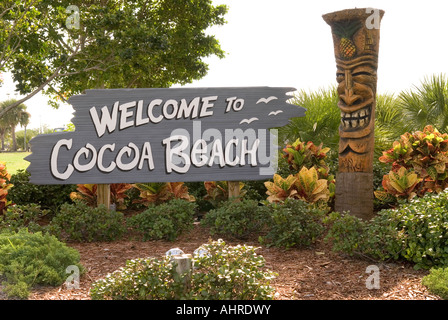 Cocoa Beach Florida segno di benvenuto Foto Stock