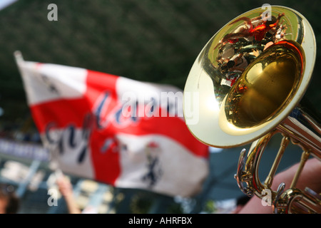 "Barmy army "ventola di cricket' fan Inghilterra Bandiere Bandiera Foto Stock