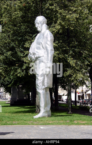 Monaco di Baviera Promenadeplatz Montgelas statua in alluminio di Graf von Montgelas Baviera Germania Foto Stock