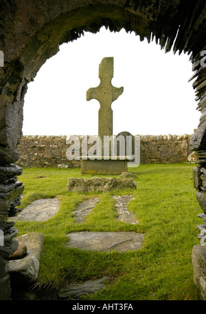 Kilnave Cross & Arch Ardnave porta Loch Gruinart Foto Stock