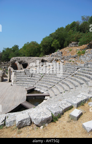 Il teatro, Butrinto Parco nazionale greco, sito archeologico, Butrinto, Vlorë County, Albania Foto Stock