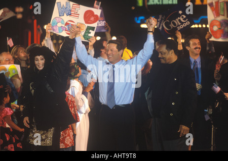 Vice Presidente Al Gore a un rally presidenziale per Gore Lieberman il 31 ottobre di 2000 in Westwood Village di Los Angeles Foto Stock