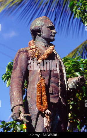 La Captain Cook statua Waimea Kauai Hawaii Foto Stock