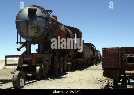 Treno cantiere grave Uyuni Boliva America del Sud Foto Stock