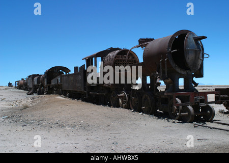 Treno cantiere grave Uyuni Boliva America del Sud Foto Stock