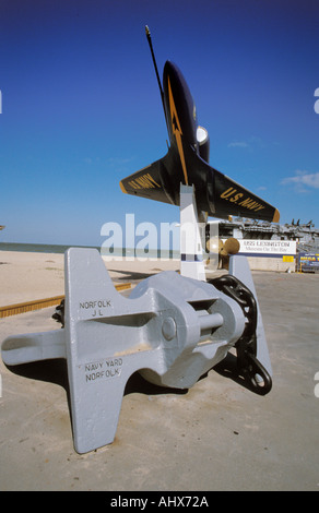 Corpus Christi Texas USA USS Lexington Portaerei Museum A4J Skyhawk con navi anchor Blue Angels Foto Stock