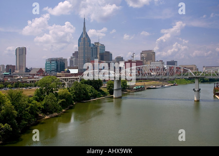 Downtown Nashville and the Cumberland River,Tennessee,USA Foto Stock