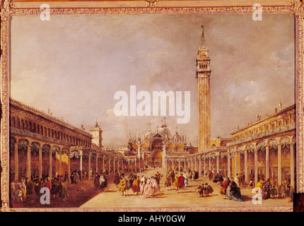 "Belle Arti, Guardi, Francesco (1712 - 1793), la pittura, la Piazza di San Marco", 1777, olio su tela, Gulbenkian Foundation, Lis Foto Stock
