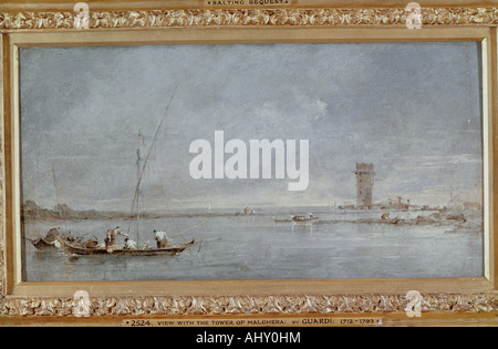 "Belle Arti, Guardi, Francesco (1712 - 1793), pittura, 'vista della laguna di Venezia con la torre di Malghera', circa 1770, Foto Stock