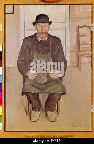 "Belle Arti, Hodler, Ferdinando, (1853 - 1918), pittura, 'Sitzender Winzer ", ('sitting vignaiolo"), casa delle arti, Zurigo, hist Foto Stock