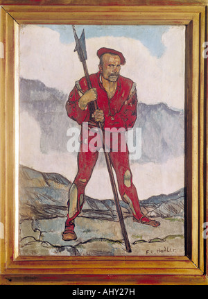 "Belle Arti, Hodler, Ferdinando, (1853 - 1918), pittura, 'Landsknecht' ('lansquenet'), la storica, storica, Europa, SVIZZ Foto Stock