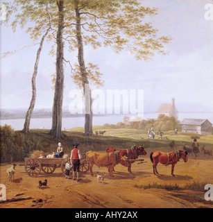 "Belle Arti, Kobell Wilhelm von, (1766 - 1855), pittura, 'Schondorf am Ammersee' ('Schondorf sul lago Ammersee"), Von der H Foto Stock