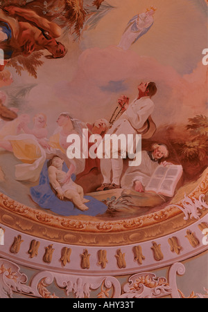 Belle arti, Maulbertsch Franz Anton, (1724 - 1796), pittura, altare affresco, dettaglio, 1757 / 1758, affresco, Heiligenkreuz - Gutenbrunn chiesa di pellegrinaggio, Herzogenburg, Austria, , artista del diritto d'autore non deve essere cancellata Foto Stock