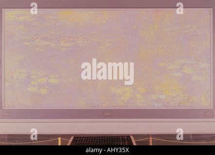 fine arts, Monet, Claude, (1840 - 1926), painting, "water lilies", 1916, oil on canvas, 187 cm x 426,5 cm, national gallery, London, Great Britain, , Artist's Copyright has not to be cleared Foto Stock