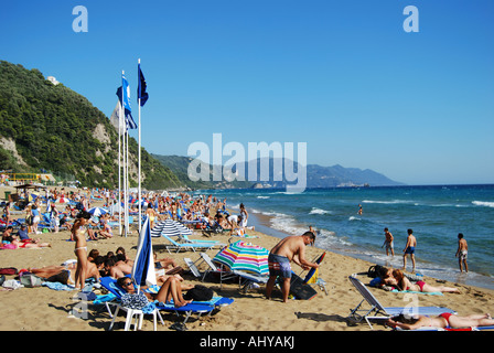 Glyfada Beach, Glyfada, Corfu, Isole Ionie, Grecia Foto Stock
