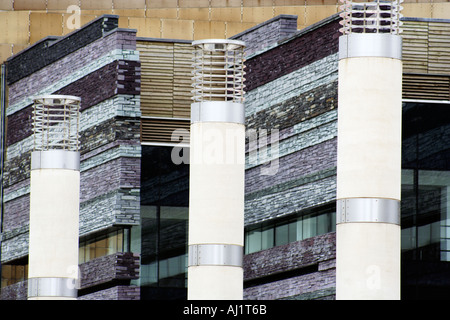 Cardiff Millenium Center sezione realizzata da materiali tradizionali di ardesia Cardiff Galles Gran Bretagna Foto Stock