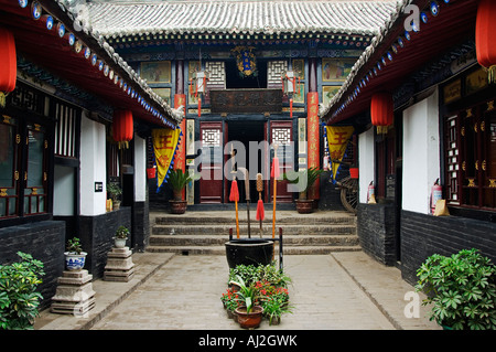 Residenziale cortile storico museo, città di Pingyao, Provincia di Shaanxi, Cina Foto Stock