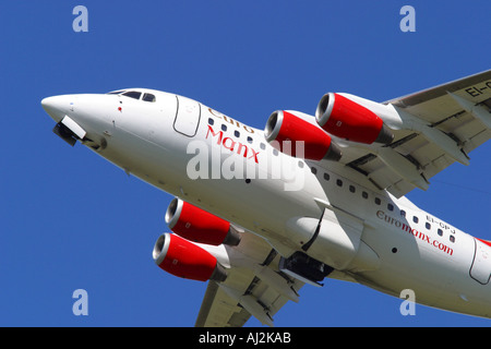 Euro Manx Bae 146 aereo regionale dell'Isola di Man tenuto spento Foto Stock