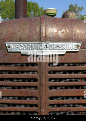 Close up di antichi McCormick Deering motore del trattore Foto Stock