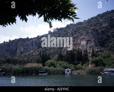 Lycian rock tombe, Dalyan, Turchia. Foto Stock