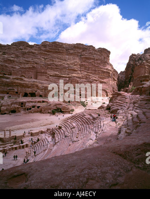 Petra dalla cima del grande anfiteatro, Jordan Foto Stock