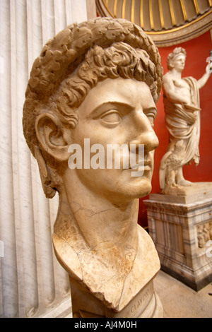 Busto in marmo dell'Imperatore Claudio, il Museo del Vaticano, Roma, Italia Foto Stock