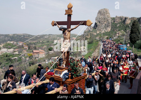 Processione del Venerdì Santo San Fratello Sicilia Italia Foto Stock