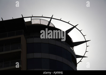 Silhouette di costruzione di bordo nel Darling Harbour Sydney New South Wales NSW Australia Foto Stock
