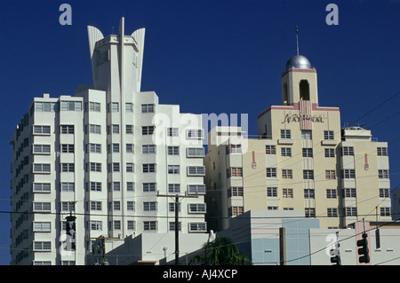 Alberghi nel Quartiere Art Deco di Miami Beach Florida USA Foto Stock