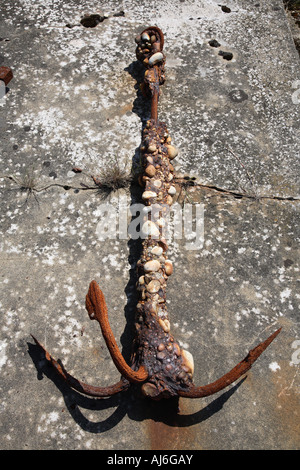 Ancoraggio in disuso a Orford Ness Riserva Naturale Nazionale, Suffolk Foto Stock