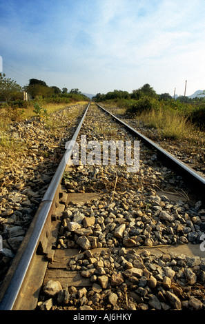 La Thailandia alla Birmania ferrovia presso Chungkai, Thailandia. Foto Stock