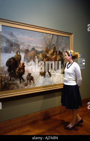 Visitatore di Cincinnati Art Museum la visualizzazione della ferrovia sotterranea da Charles T Webber, Cincinnati in Ohio. Foto Stock
